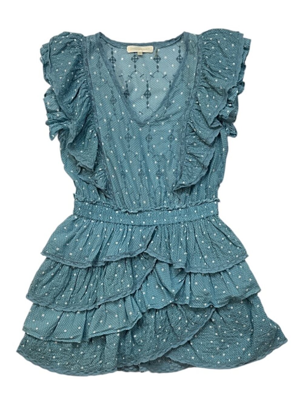 LoveShackFancy Corelli Dress P 00 Blue Bonnet Mini Ruffle Tiered - Picture 15 of 16